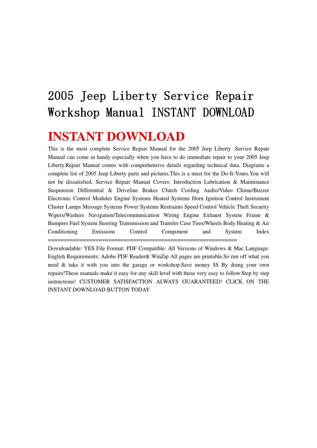 2005 Jeep Liberty Service Manual Download
